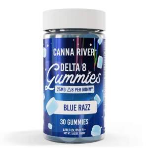 Canna River Delta 8 THC Gummies 25mg/unidade 30 unidades Blue Razz