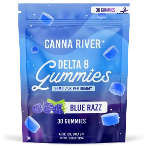 Canna River Delta 8 THC Gummies 25mg/unidade 30 unidades Blue Razz