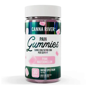 Canna River Broad Spectrum Pain Gummies 50mg CBD/50mg CBG 30 gummies Pink Watermelon
