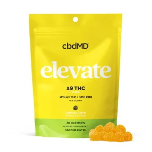 CbdMD Delta 9 Gummies 5mg THC Elevate 30 gummies Lemon Love