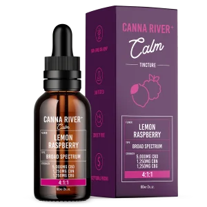 Canna River Full Spectrum Calm Tincture CBD/CBN/CBG 4:1:1 - 7500mg/60ml Lemon Raspberry