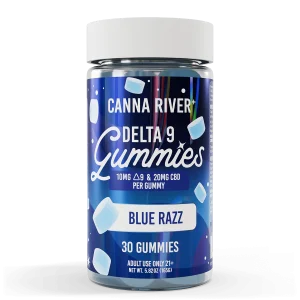 Canna River Full Spectrum Delta 9 THC Gummies 10mg Delta 9/20mg CBD Blue Razz