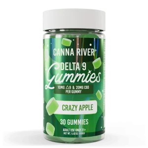 Canna River Full Spectrum Delta 9 THC Gummies 10mg Delta 9/20mg CBD Crazy Apple