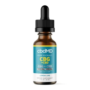 CbdMD Oil Tincture Broad Spectrum CBD 1000mg CBG 1000mg -30 ml Lemon Lime