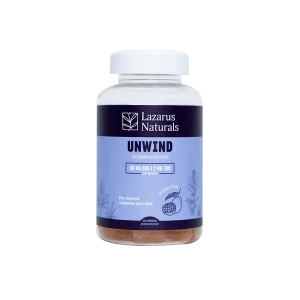 Lazarus Naturals CBD + THC Gummies Unwind 50mg CBD + 2mg THC Passion Fruit 40 Gummies