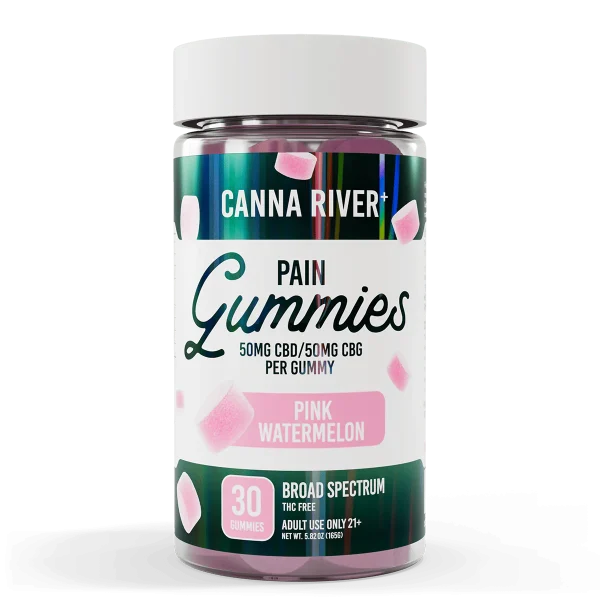 Canna River Full Spectrum Pain Gummies 50mgCBD/50mg CBG 30 gummies Pink Watermelon