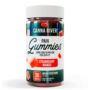 Canna River Full Spectrum Pain Gummies 50mgCBD/50mg CBG 30 gummies Strawberry Mango