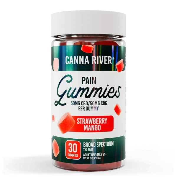 Canna River Full Spectrum Pain Gummies 50mgCBD/50mg CBG 30 gummies Strawberry Mango
