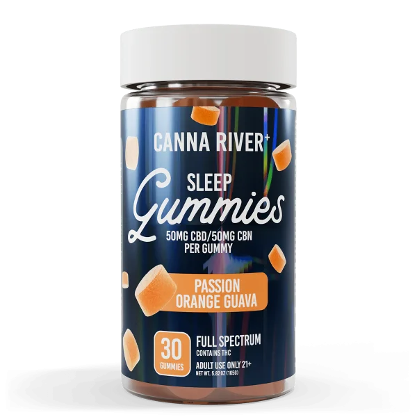 Canna River Full Spectrum Sleep Gummies 50mgCBD/50mg CBN 30 gummies Passion Orange Guava