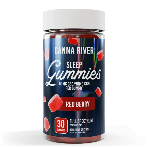 Canna River Full Spectrum Sleep Gummies 50mgCBD/50mg CBN 30 gummies Red Berry