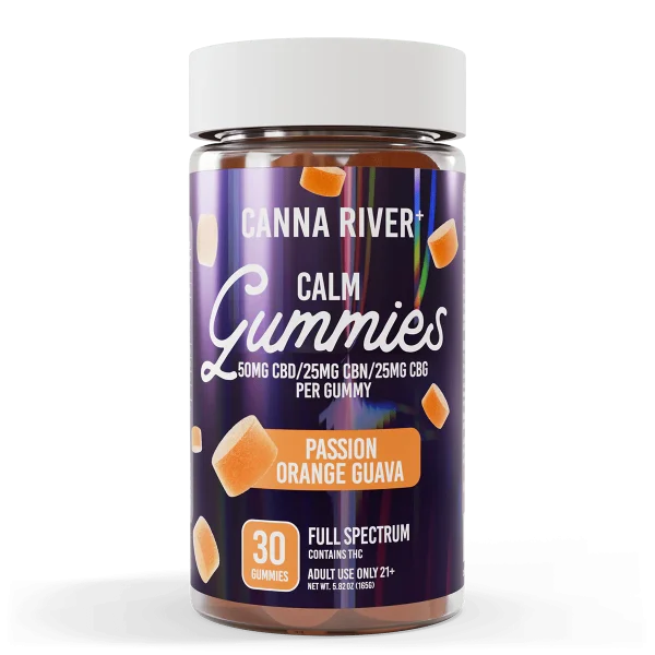 Canna River Full Spectrum Calm Gummies 50mgCBD/25mgCBN/25mg/CBG 30 gummies Passion Orange Guava