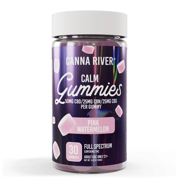 Canna River Full Spectrum Calm Gummies 50mgCBD/25mgCBN/25mg/CBG 30 gummies Pink Watermelon