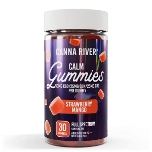 Canna River Full Spectrum Calm Gummies 50mgCBD/25mgCBN/25mg/CBG 30 gummies Strawberry Mango